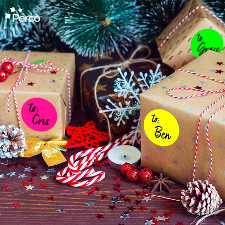 Perco Round Dot Sticker Labels - Permanent Adhesive, 0.5 to 4 Inch, 3 - Roll & 10 - Roll Packs - 3 Inch 10 Rolls