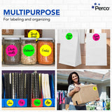 Perco Round Dot Sticker Labels - Permanent Adhesive, 0.5 to 4 Inch, 3 - Roll & 10 - Roll Packs - 3 Inch 10 Rolls
