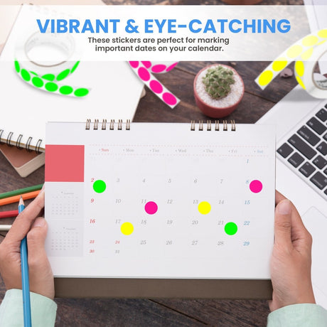 Perco Round Dot Sticker Labels - Permanent Adhesive, 0.5 to 4 Inch, 3 - Roll & 10 - Roll Packs - 1 Inch 10 Rolls