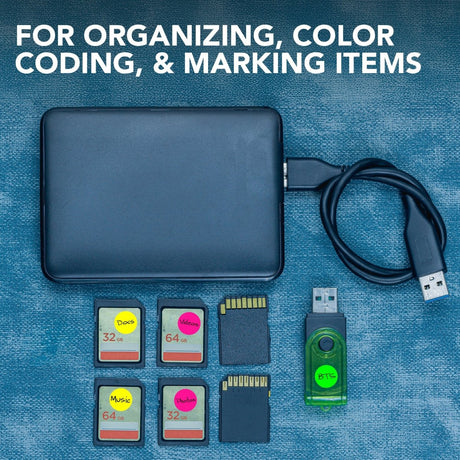 Perco Round Dot Sticker Labels - Permanent Adhesive, 0.5 to 4 Inch, 3 - Roll & 10 - Roll Packs - 0.5 Inch 10 Rolls