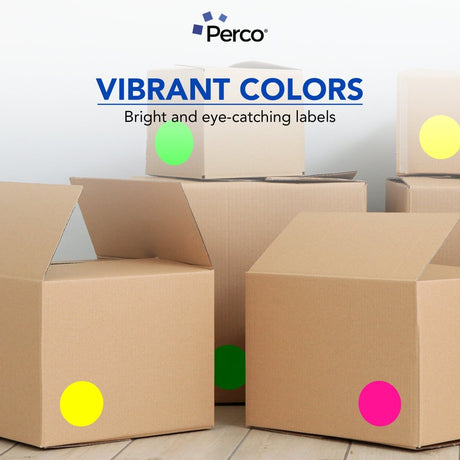 Perco Round Dot Sticker Labels - Permanent Adhesive, 0.5 to 4 Inch, 3 - Roll & 10 - Roll Packs - 4 Inch 3 Rolls