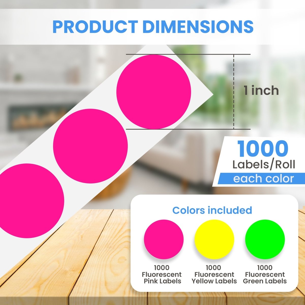 Perco Round Dot Sticker Labels - Permanent Adhesive, 0.5 to 4 Inch, 3 - Roll & 10 - Roll Packs - 1 Inch 3 Rolls