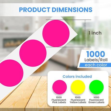 Perco Round Dot Sticker Labels - Permanent Adhesive, 0.5 to 4 Inch, 3 - Roll & 10 - Roll Packs - 1 Inch 3 Rolls