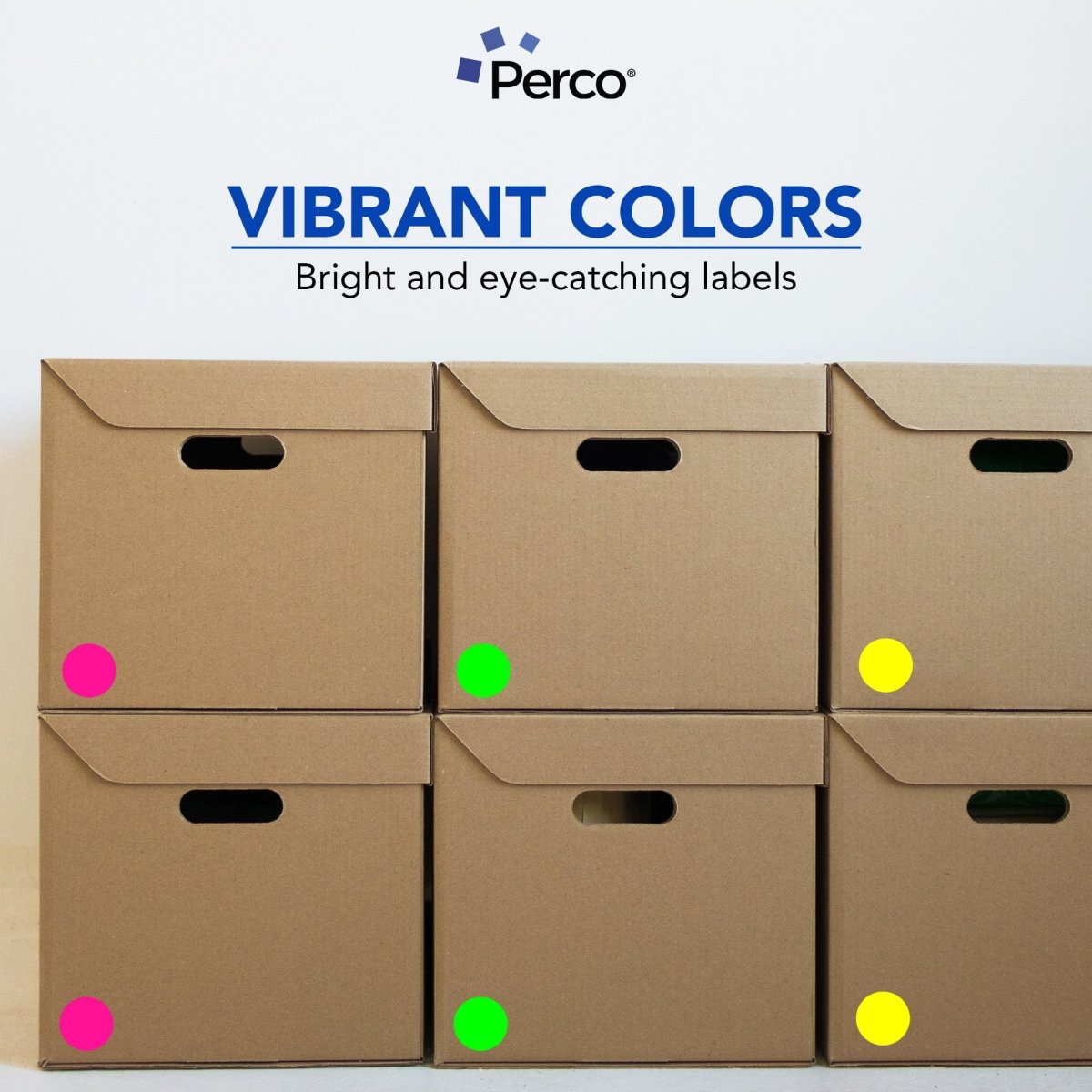 Perco Round Dot Sticker Labels - Permanent Adhesive, 0.5 to 4 Inch, 3 - Roll & 10 - Roll Packs - 2 Inch 10 Rolls