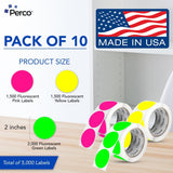 Perco Round Dot Sticker Labels - Permanent Adhesive, 0.5 to 4 Inch, 3 - Roll & 10 - Roll Packs - 2 Inch 10 Rolls