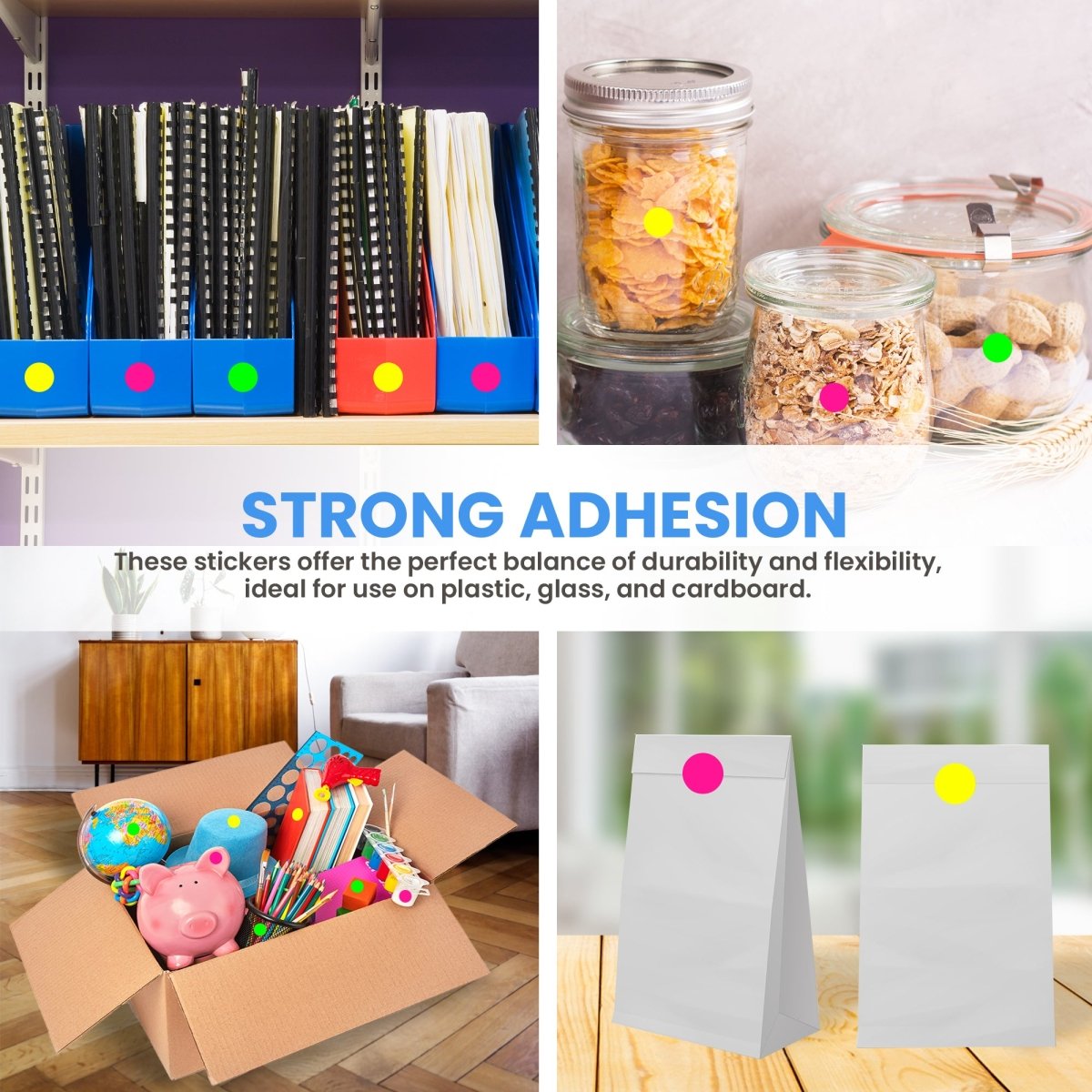 Perco Round Dot Sticker Labels - Permanent Adhesive, 0.5 to 4 Inch, 3 - Roll & 10 - Roll Packs - 1 Inch 3 Rolls