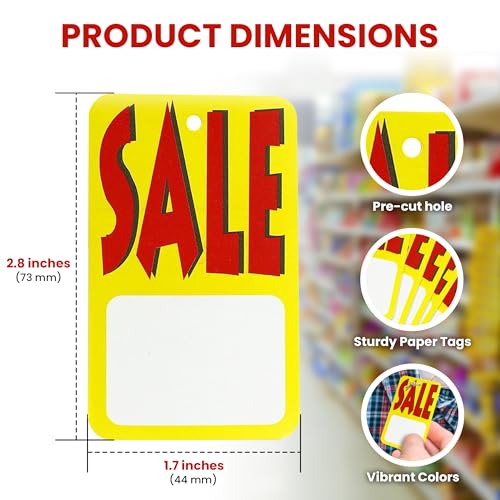 Perco Sale Price Tags Unstrung - Compatible with compatible_with_product_page | Color: Yellow | Quantity: 1,000 Tags | Adhesive: global.AdhesiveType | SKU: PL-SALEPAPERTAG-UNSTRUNG | - shop_