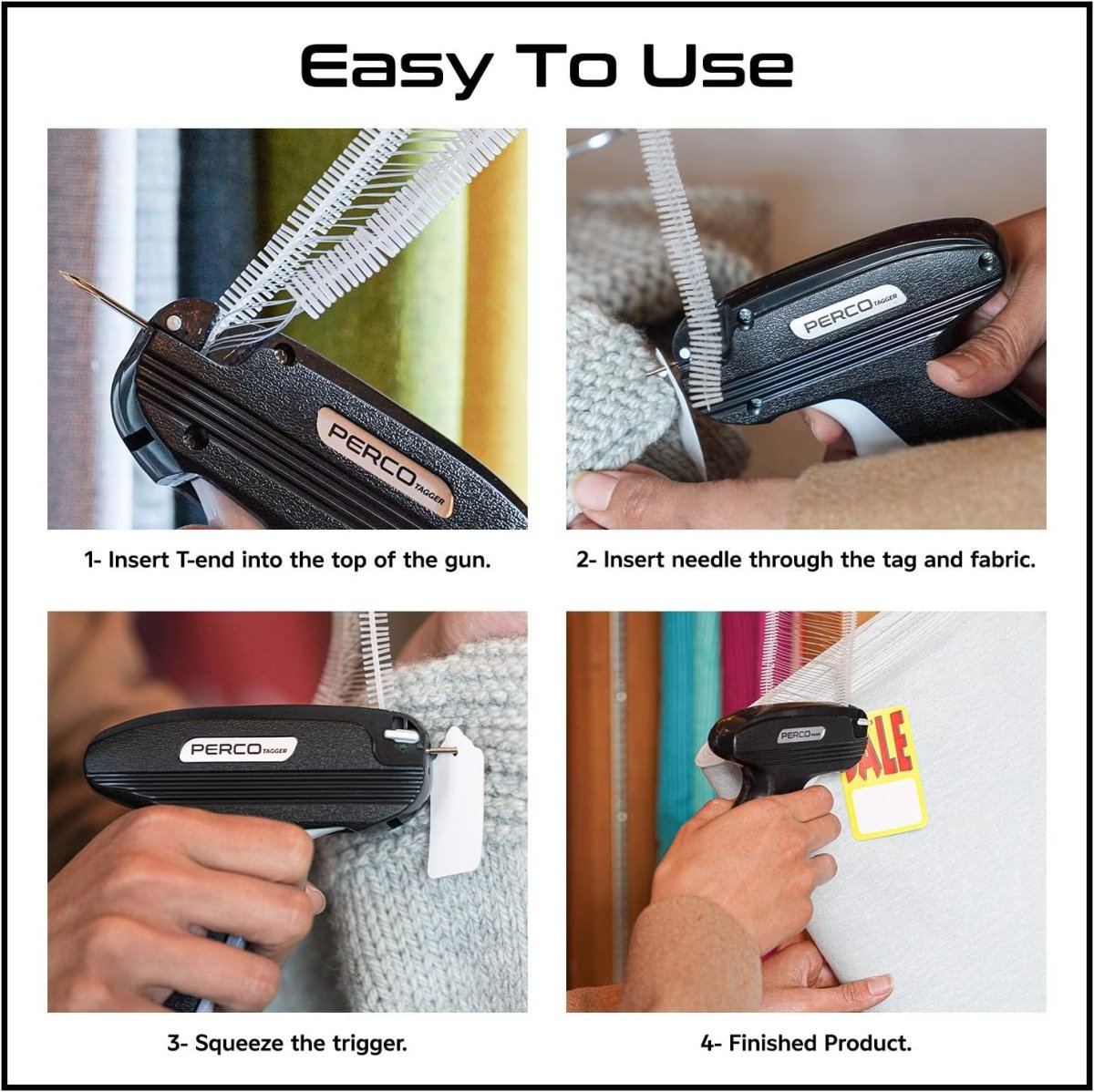 Perco Tagging Gun for Clothing Kit with Extra Needles & Labels - Store Supplies