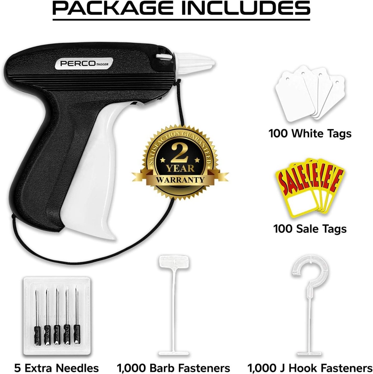 Perco Tagging Gun for Clothing Kit with Extra Needles & Labels - Store Supplies