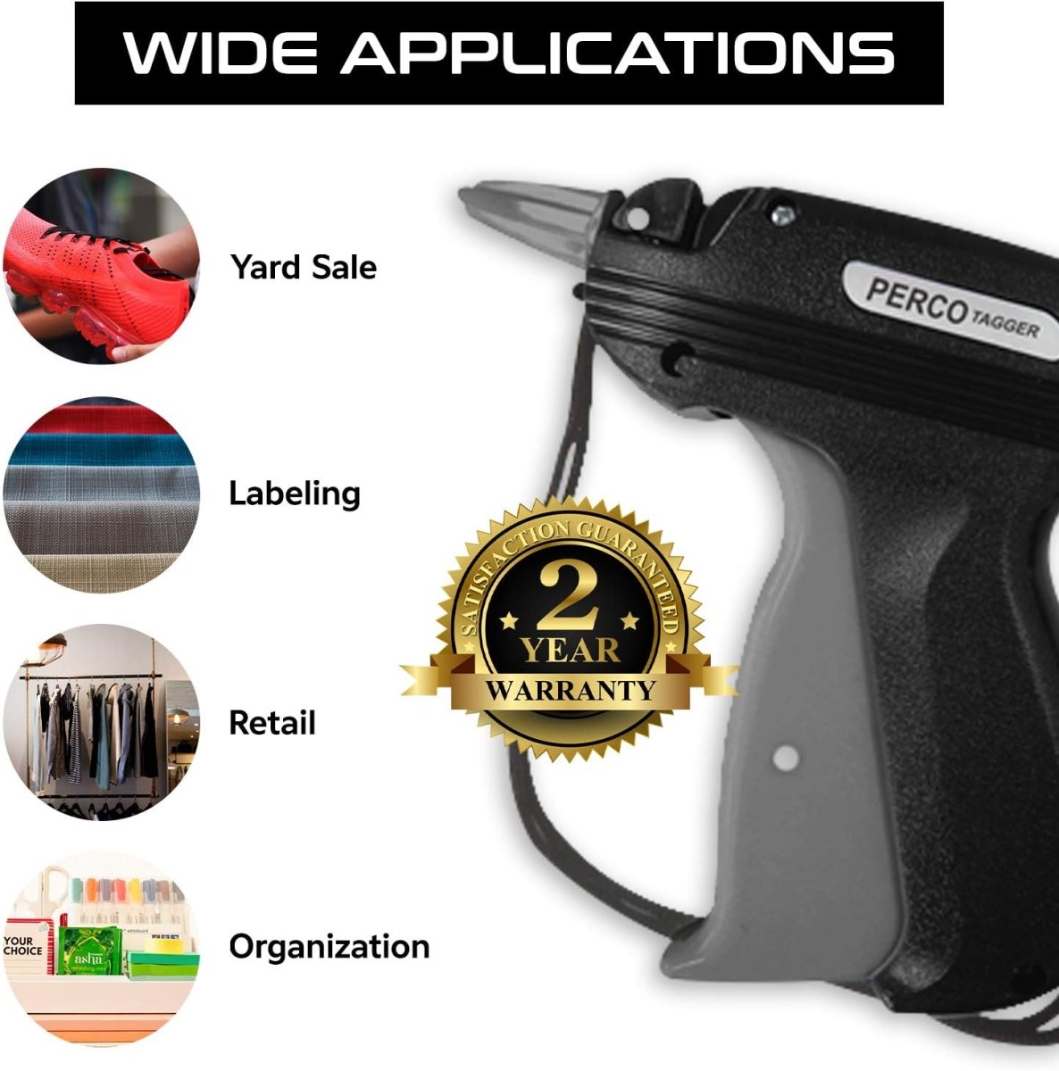 Perco Tagging Gun for Clothing Kit with Extra Needles & Labels - Store Supplies