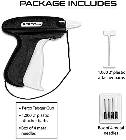 Perco Tagging Gun for Clothing Kit with Extra Needles & Labels - Compatible with compatible_with_product_page | Color: Tag Gun Mini Kit | Quantity: | Adhesive: global.AdhesiveType | SKU: PL-Tagger-1KBarbs-4BMN | - shop_