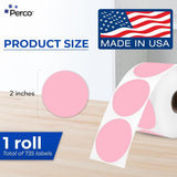 Perco Thermal Labels - Circle - Pink 2 inch - 735 Stickers