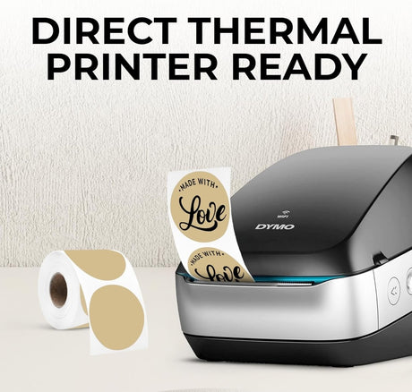 Perco Thermal Labels - Circle - Light Brown 2 inch - 735 Stickers