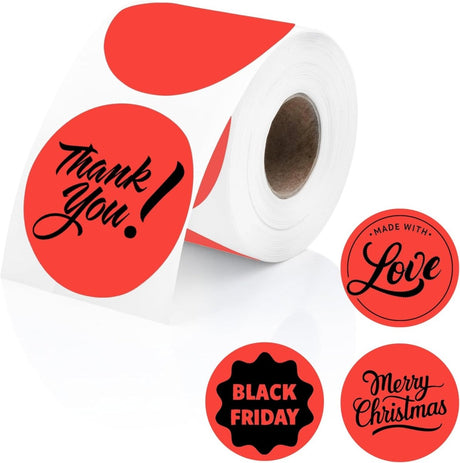 Perco Thermal Labels - Circle - Red 2 Inch - 300 Stickers