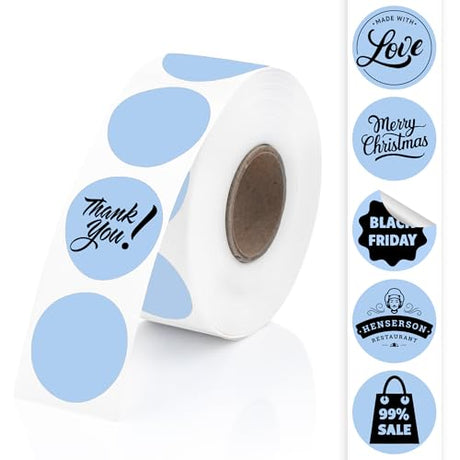 Perco Thermal Labels - Circle - Blue 1 Inch / 1 Roll / 735 Labels Total