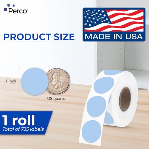 Perco Thermal Labels - Circle - Blue 1 Inch - 735 Stickers