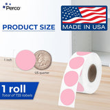 Perco Thermal Labels - Circle - Pink 1 Inch - 735 Stickers