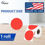 Perco Thermal Labels - Circle - Red 2 Inch - 300 Stickers