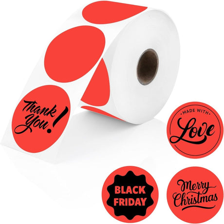 Perco Thermal Labels - Circle - Red 2 inch - 735 Stickers