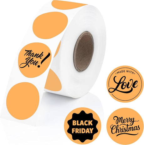 Perco Thermal Labels - Circle - Orange 1 Inch - 735 Stickers