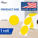 Perco Thermal Labels - Circle - Yellow 2 inch - 735 Stickers
