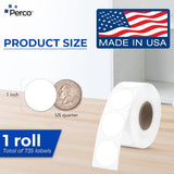 Perco Thermal Labels - Circle - White 1 Inch - 735 Stickers