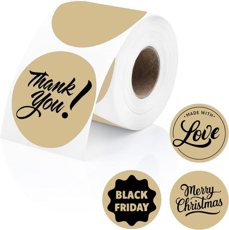 Perco Thermal Labels - Circle - Light Brown 2 Inch - 300 Stickers