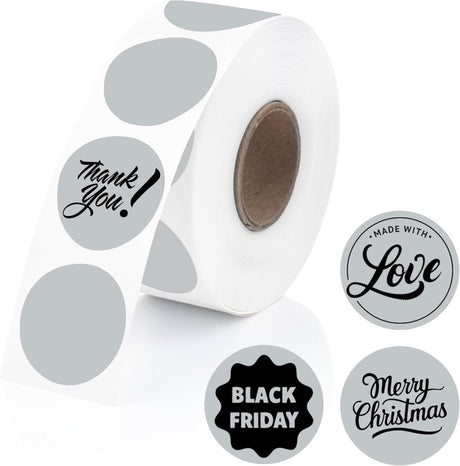 Perco Thermal Labels - Circle - Grey 1 Inch - 735 Stickers