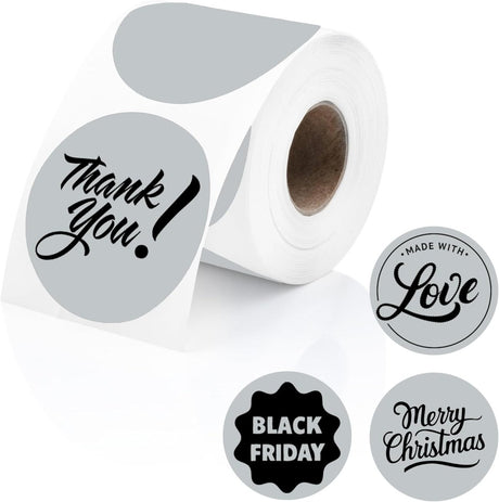 Perco Thermal Labels - Circle - Grey 2 Inch - 300 Stickers