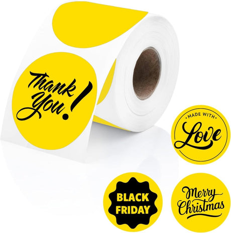 Perco Thermal Labels - Circle - Yellow 2 Inch - 300 Stickers