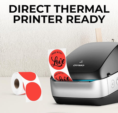 Perco Thermal Labels - Circle - Red 2 Inch - 300 Stickers