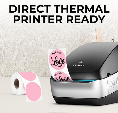 Perco Thermal Labels - Circle - Pink 2 Inch - 300 Stickers