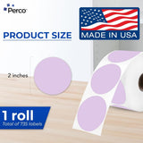 Perco Thermal Labels - Circle - Lavender 2 inch - 735 Stickers