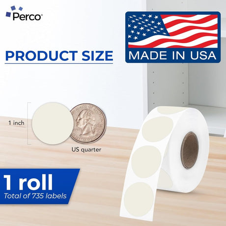 Perco Thermal Labels - Circle - Ivory 1 Inch - 735 Stickers