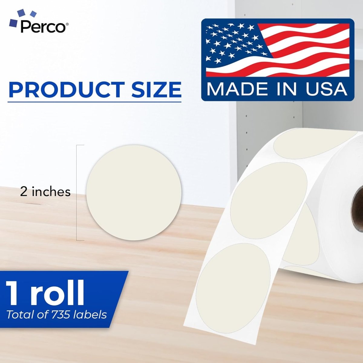 Perco Thermal Labels - Circle - Ivory 2 inch - 735 Stickers