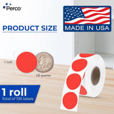 Perco Thermal Labels - Circle - Red 1 Inch - 735 Stickers
