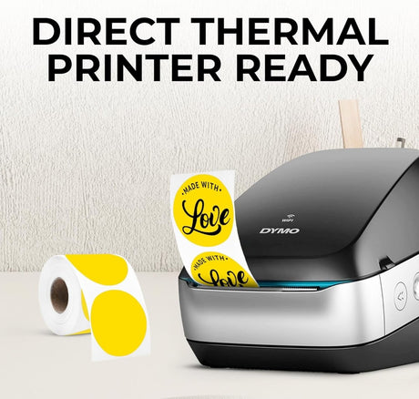 Perco Thermal Labels - Circle - Yellow 2 Inch - 300 Stickers