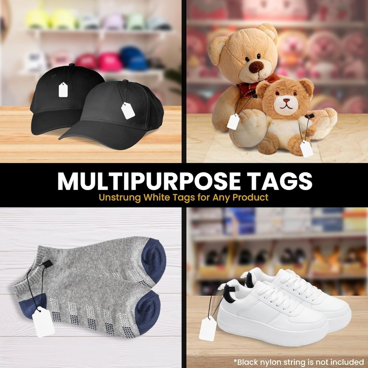 Perco White Merchandise Unstrung Tags - Compatible with compatible_with_product_page | Color: 5000 Tags | Quantity: 27x45 mm | Adhesive: global.AdhesiveType | SKU: PL-WHITEPAPERTAG-UNSTRUNG-5k | - shop_