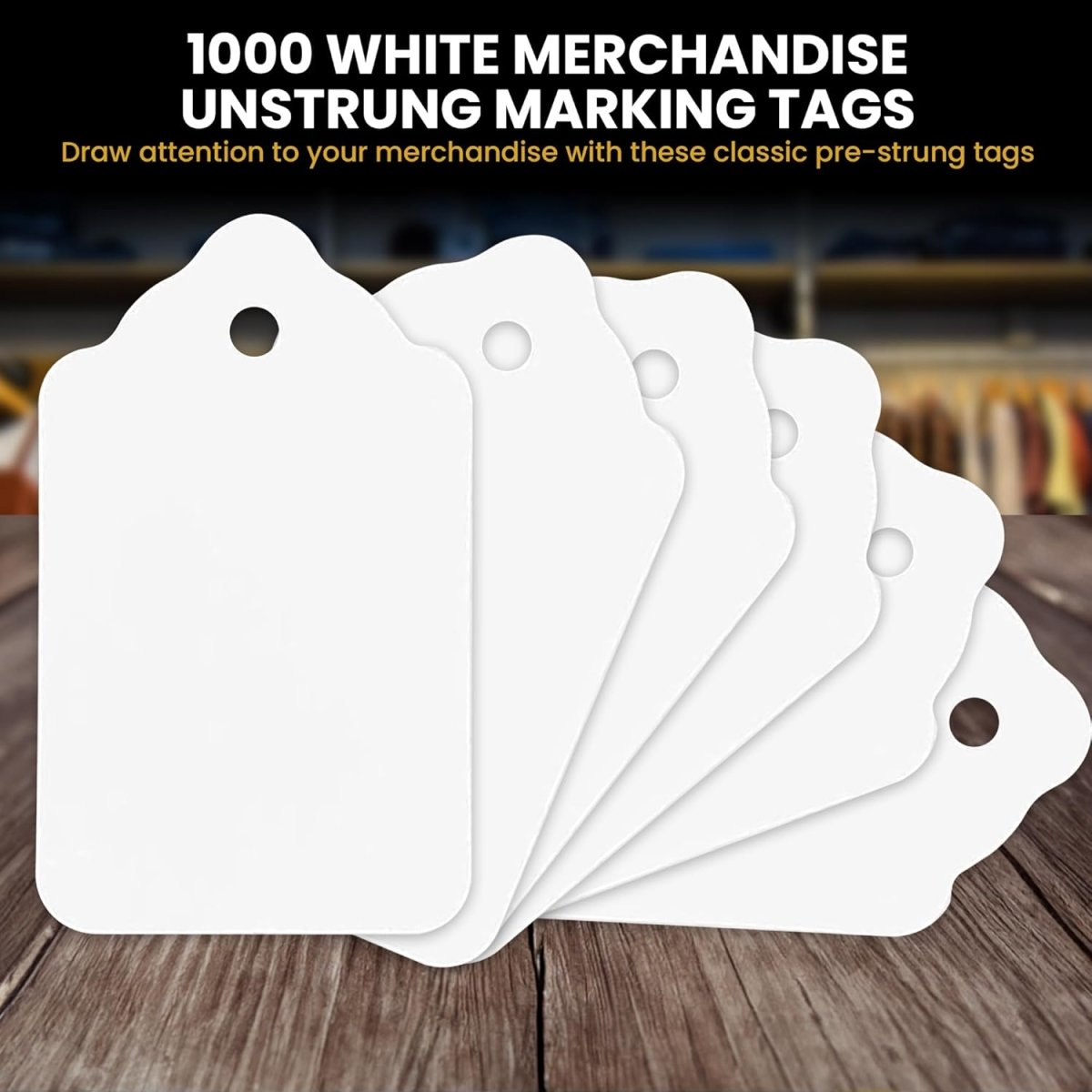 Perco White Merchandise Unstrung Tags - 1000 Tags 51x83 mm