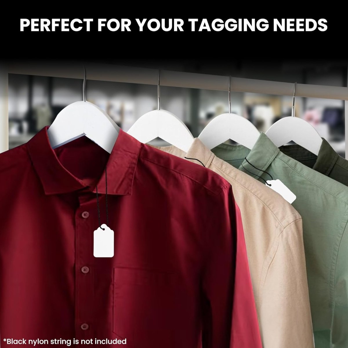 Perco White Merchandise Unstrung Tags - Compatible with compatible_with_product_page | Color: 1000 Tags | Quantity: 27x45 mm | Adhesive: global.AdhesiveType | SKU: PL-WHITEPAPERTAG-UNSTRUNG | - shop_