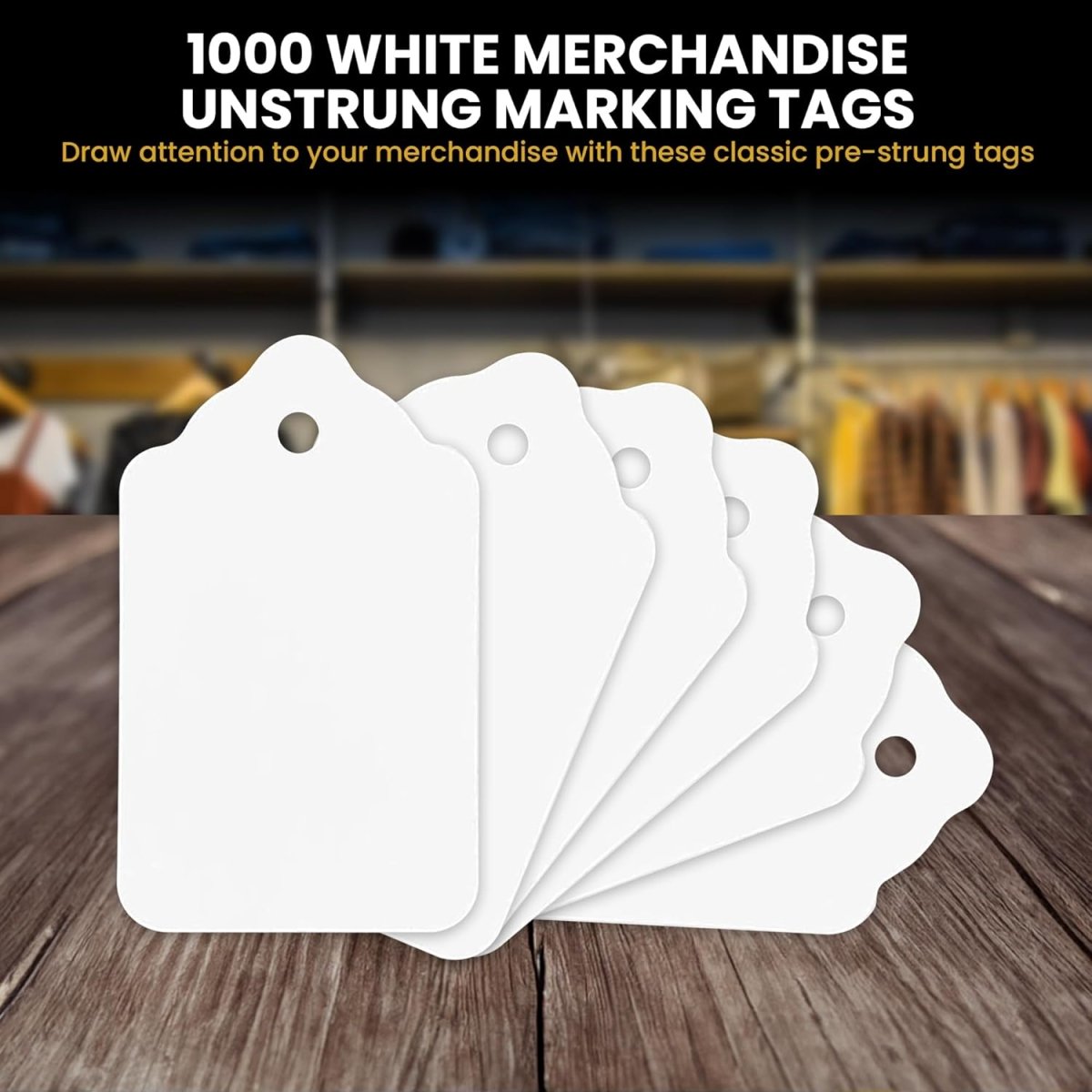 Perco White Merchandise Unstrung Tags - Compatible with compatible_with_product_page | Color: 1000 Tags | Quantity: 27x45 mm | Adhesive: global.AdhesiveType | SKU: PL-WHITEPAPERTAG-UNSTRUNG | - shop_