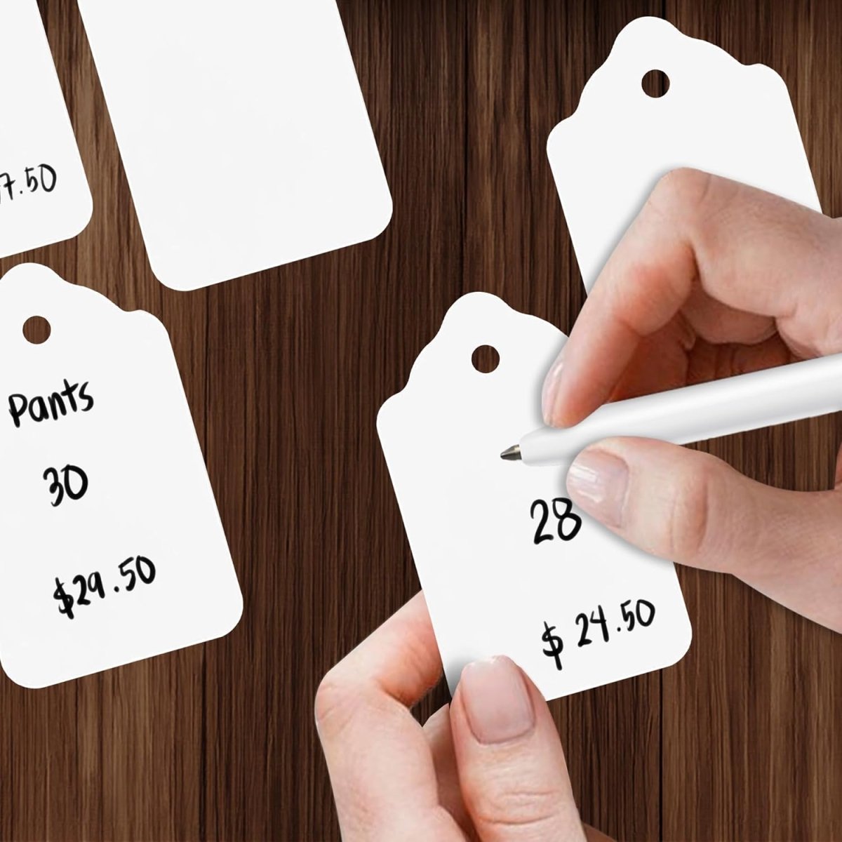 Perco White Merchandise Unstrung Tags - Compatible with compatible_with_product_page | Color: 1000 Tags | Quantity: 51x83 mm | Adhesive: global.AdhesiveType | SKU: PL-WPTAG-UNSTRUNG-L | - shop_