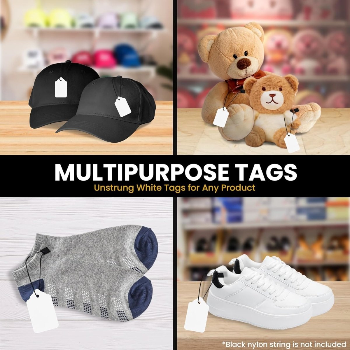 Perco White Merchandise Unstrung Tags - Compatible with compatible_with_product_page | Color: 1000 Tags | Quantity: 51x83 mm | Adhesive: global.AdhesiveType | SKU: PL-WPTAG-UNSTRUNG-L | - shop_