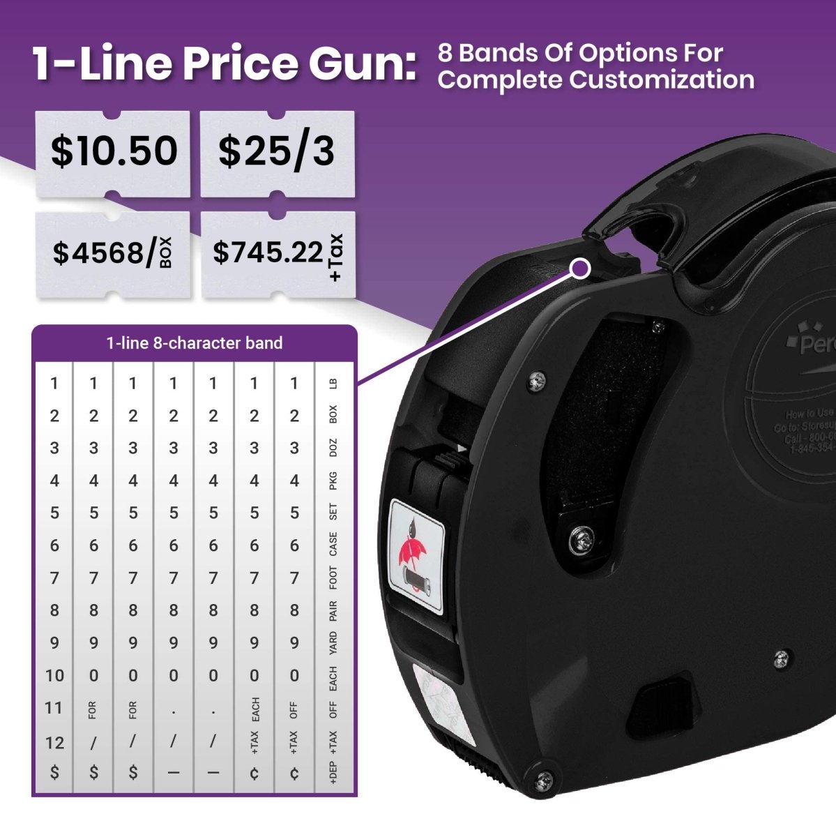 Perco X 1 Line Price and Date Gun with Labels Kits - Includes 9,000 Blank White Labels, 2 inkers and a scraper. - Store Supplies