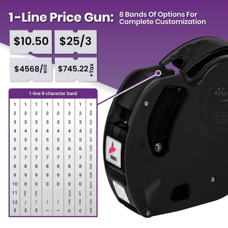 Perco X 1 Line Price and Date Gun with Labels Kits - Includes 9,000 Blank White Labels, 2 inkers and a scraper. - Store Supplies