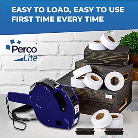Perco X 1 Line Price and Date Gun with Labels Kits - Includes 9,000 Blank White Labels, 2 inkers and a scraper. - Store Supplies