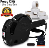 Perco X 1 Line Price and Date Gun with Labels Kits - Includes 9,000 Blank White Labels, 2 inkers and a scraper. - Store Supplies