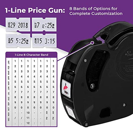 Perco X 1 Line Price and Date Gun with Labels Kits - Includes 9,000 Blank White Labels, 2 inkers and a scraper. - Store Supplies