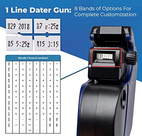 Perco X 1 Line Price and Date Gun with Labels Kits - Includes 9,000 Blank White Labels, 2 inkers and a scraper. - Store Supplies