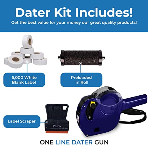 Perco X 1 Line Price and Date Gun with Labels Kits - Includes 9,000 Blank White Labels, 2 inkers and a scraper. - Store Supplies